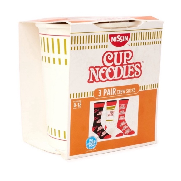 Cup Noodles Themed Men’s 3-Pair Crew Socks - Size 8-12 - Picture 4 of 10